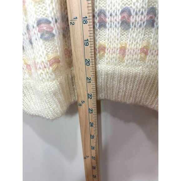 VTG Koret NEW Cream Pastel Knit Sweater Vest Women XL Rainbow Stripes Grannycore - Picture 2 of 9